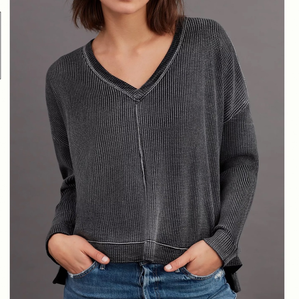 Anthropologie Pilcro Burnout Waffle Knit Thermal Top Womens S Minimalist City